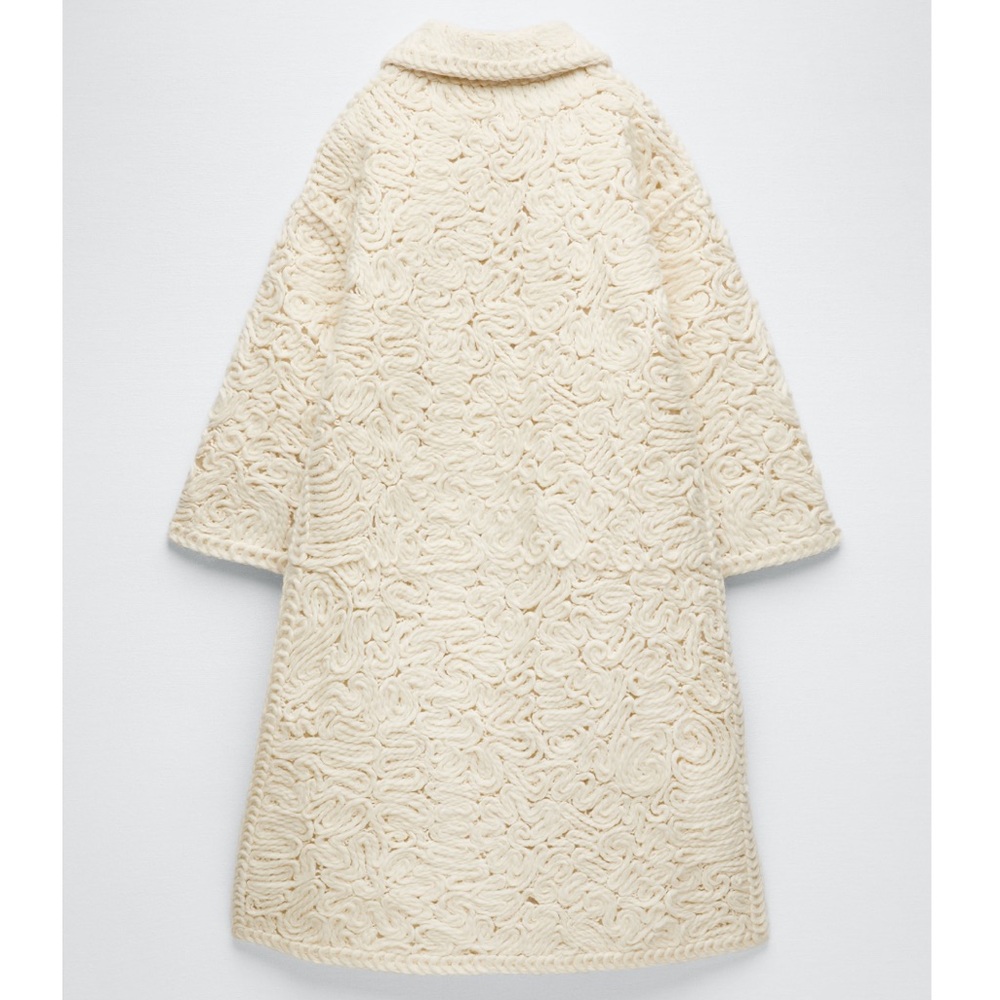 Zara Ecru Structured Wool Blend Coat - Picture 17 of 17